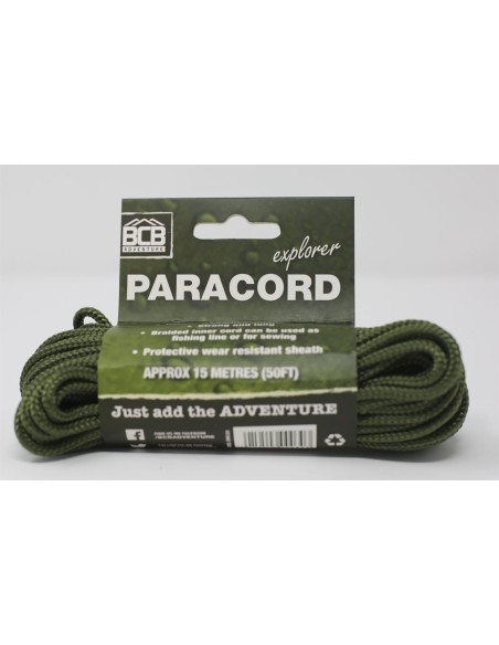 Bushcraft paracord nöör, 15m (oliivroheline)