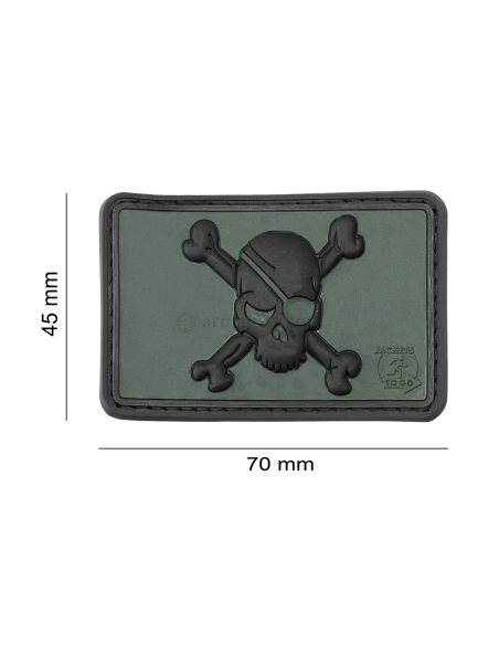 Pirate Skull Rubber Patch - Forest