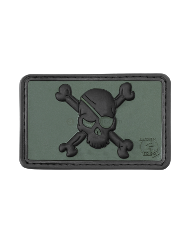Pirate Skull Rubber Patch - Forest