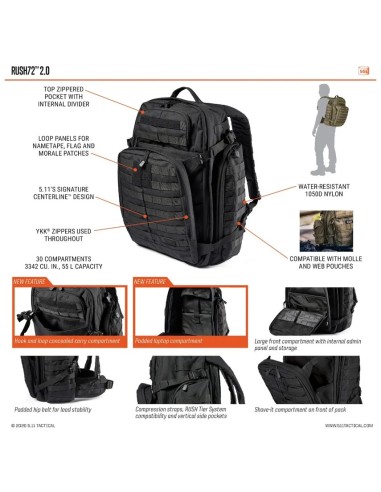 5.11 Tactical RUSH72 2.0 Seljakott (erinevad...
