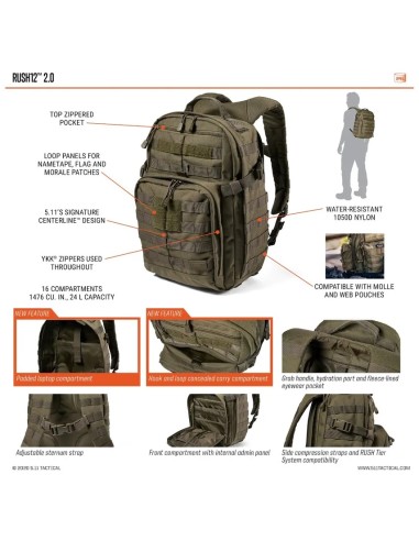 5.11 Tactical RUSH12 2.0 Seljakott (Multicam)